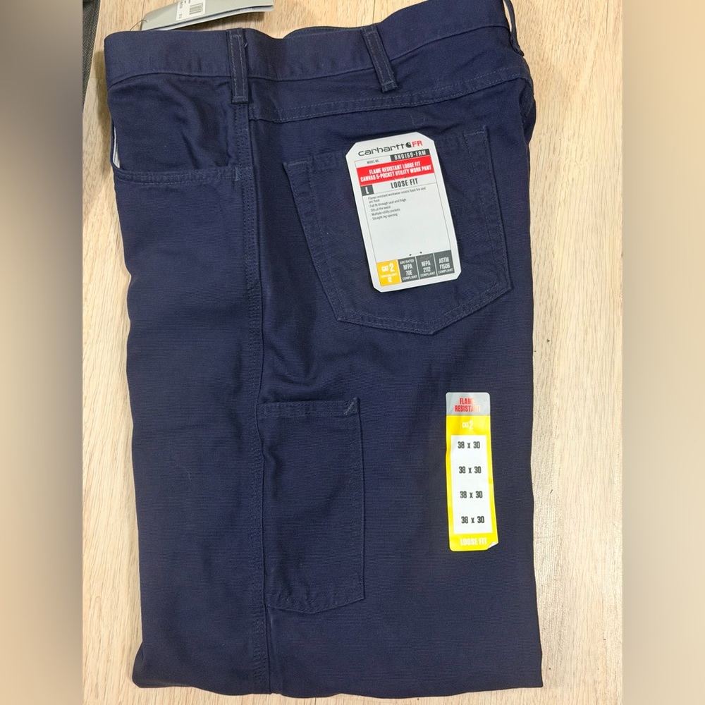 Carhartt Navy FR Loose Fit Work Pants with Utility Pocket